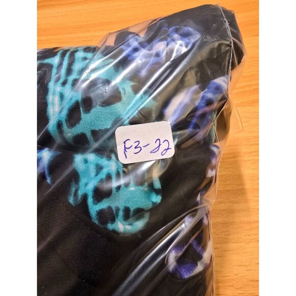 Catherines Maxi Dress 4X Blue Stretch Popover Sleeveless Black Trim Comfort Slit - Picture 13 of 13